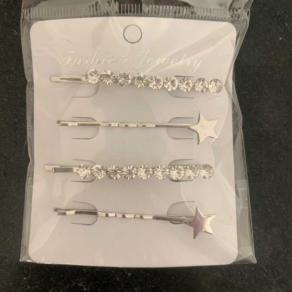 Silver hair clips